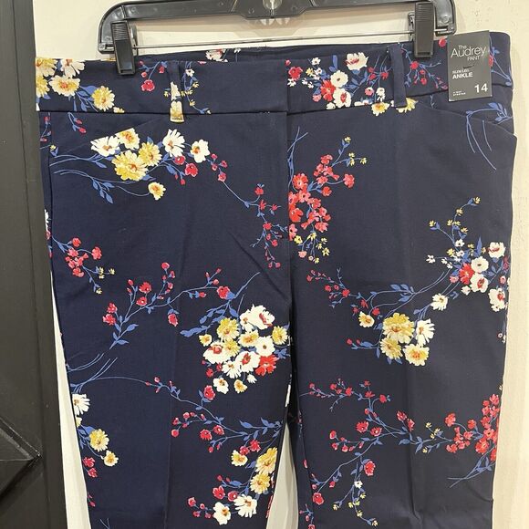 NWT 7th Avenue Floral Print Slim Leg Ankle Pants Size 14 - Picture 2 of 5